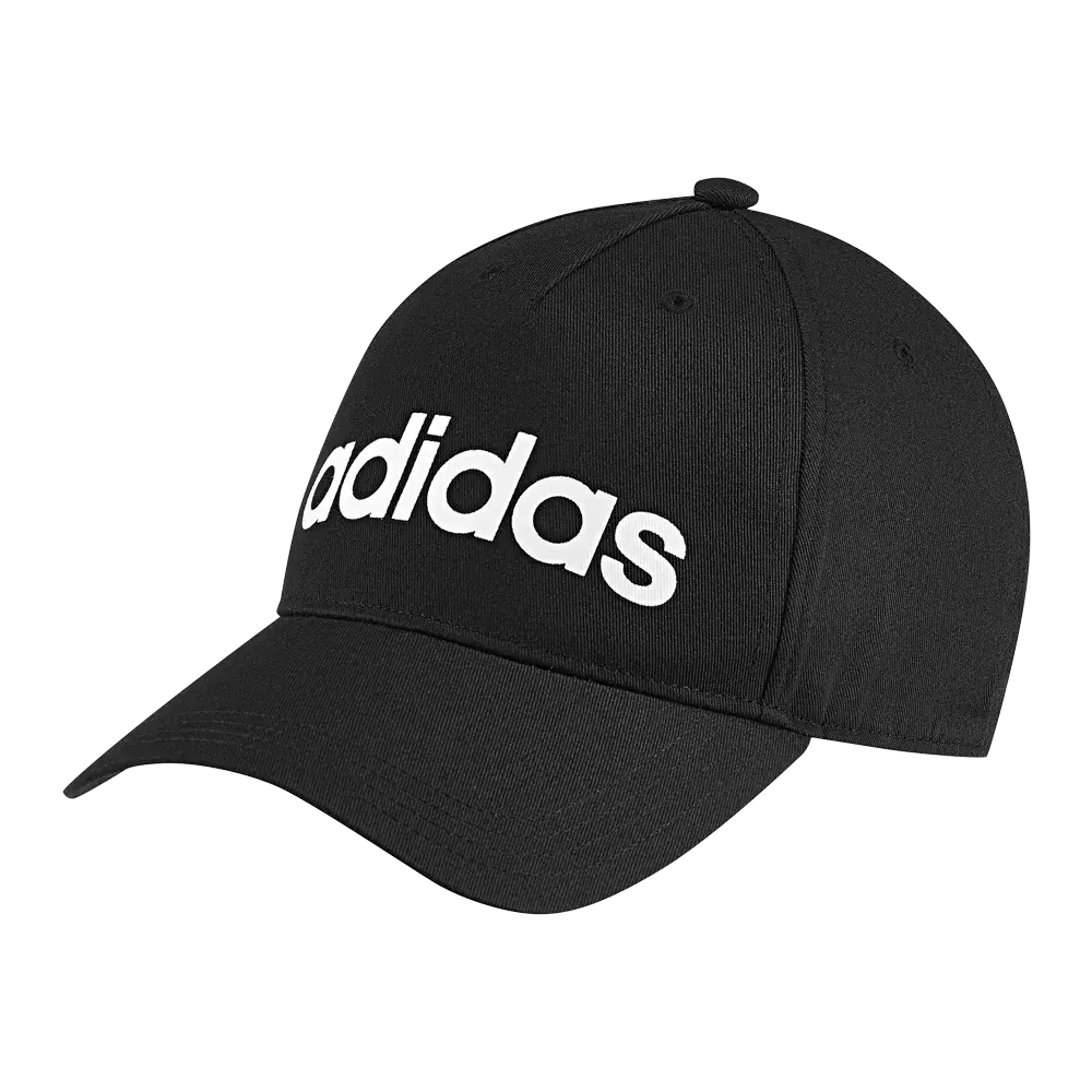 Sort adidas-baseballcap i klassisk design med buet skygge og seks paneler. Hvidt, fremtrædende adidas-logo pryder fronten og skaber kontrast til det mørke stof. Cap’en har små ventilationshuller og tydelige syninger, hvilket giver et enkelt, sporty og tidløst udtryk. Velegnet til både hverdag og sport, og let at kombinere med forskellige casual outfits.
