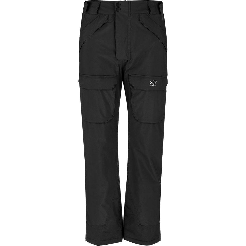 Disse sorte, tekniske bukser har et praktisk og minimalistisk design med lige ben og høj talje. To store cargolommer med klap og et diskret logo på venstre lomme giver funktionalitet. Buksen har bred linning med knappelukning, forstærkede syninger og slidstærkt, vandafvisende materiale. Det rene snit og holdbare detaljer gør dem velegnede til outdoor-aktiviteter, arbejde eller hverdag.
