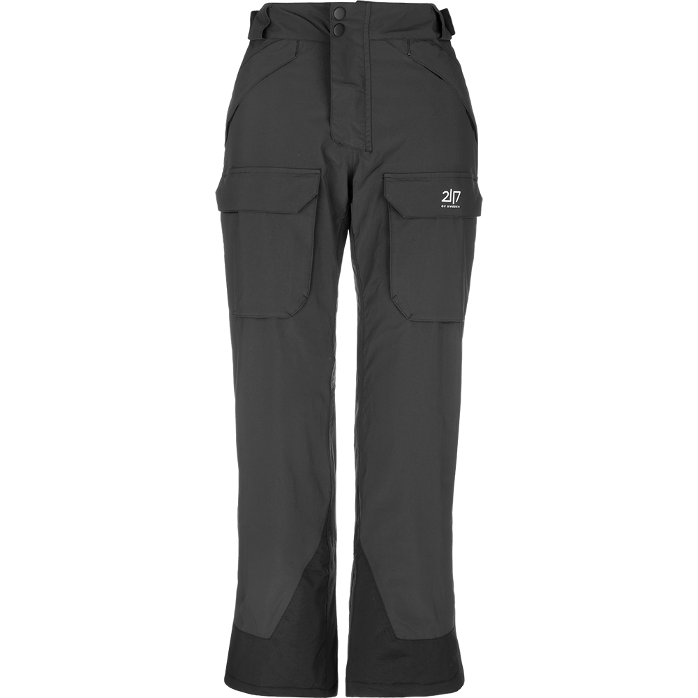 ski-bukser med funktionelt design. Bukserne har høj talje med dobbelt trykknaplukning, skrå forlommer samt store cargolommer med klap, hvor højre lomme er prydet af et lille hvidt logo. Forstærkede slidstykker ved indersiden af benspidserne, lige ben og et teknisk, vind- og vandafvisende udseende gør dem velegnede til udendørs aktiviteter og krævende vejrforhold.