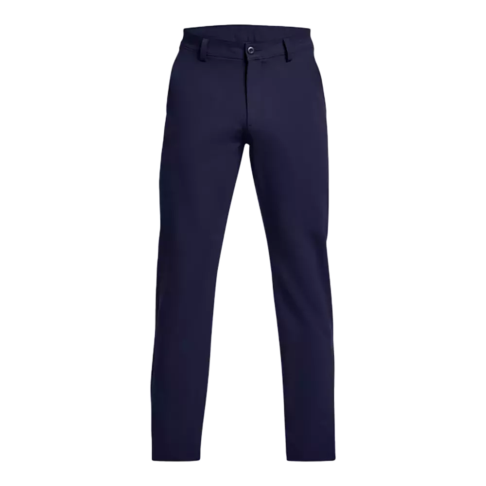 Et par marineblå bukser i klassisk, skræddersyet snit. Bukserne har en lige, smal pasform med bæltestropper, knap- og lynlåslukning samt rene linjer uden synlige mønstre. Stoffet ser glat og let struktureret ud, egnet til både formelle og mere afslappede outfits. Den tidløse farve og simple detaljering gør bukserne alsidige og nemme at kombinere med skjorter, blazere eller strik.