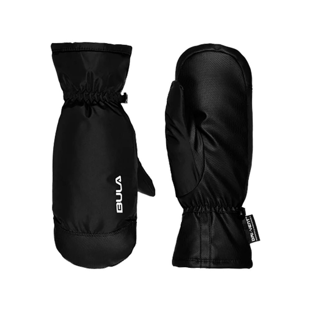 Et par sorte vintervotter i enkelt og funktionelt design. Votterne har en glat, vandafvisende overflade, forstærket tommel og elastik ved håndleddet for tæt pasform. Det hvide BULA-logo fremhæver mærket diskret på oversiden. Indvendigt har de isolering og foring, velegnede til kolde, våde forhold og udendørs aktiviteter som skiløb eller vintervandring. Enkel stil og praktisk konstruktion.