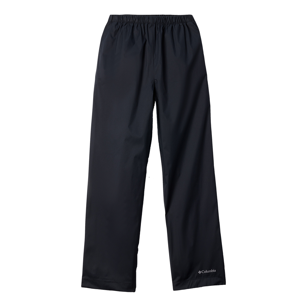 Disse sorte regnbukser fra Columbia har et enkelt, funktionelt snit med elastisk talje og lige, vide ben. Materialet virker let og vandafvisende, hvilket gør dem velegnede til regn og våde udendørsaktiviteter. Bukserne er fuldlængde og har et diskret logo ved anklen, hvilket giver et minimalistisk look. De fremstår nemme at pakke og rengøre og passer godt til vandreture, cykling eller daglig brug i dårligt vejr.