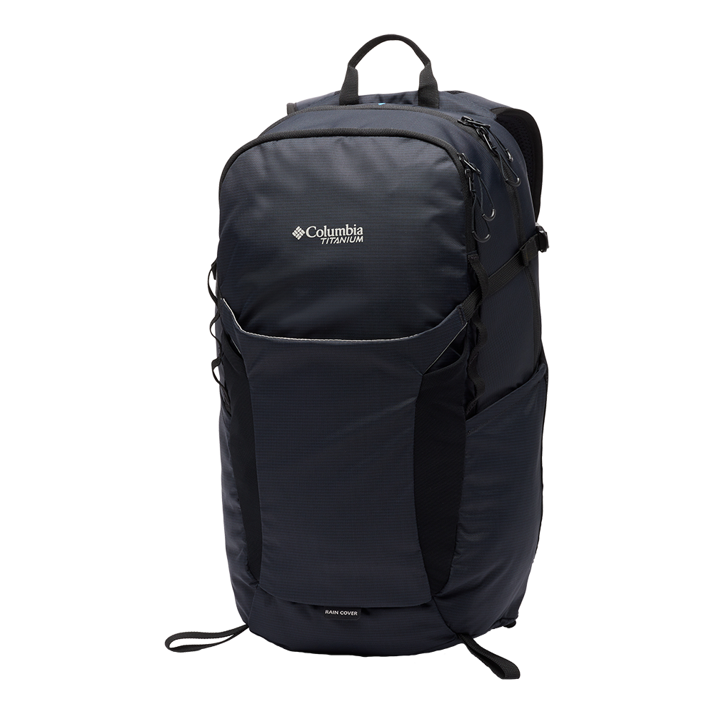 sorte Columbia Titanium-rygsæk har et enkelt, funktionelt design med rummelige rum og flere lommer til organiseret opbevaring. Polstrede skulderstropper og ergonomisk form giver komfort til lange ture, mens kompressionsstropper og sidelommer øger alsidigheden. Materialet virker slidstærkt og vandafvisende, og en indbygget regncover sikrer ekstra beskyttelse mod vejr og vind.