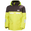 En robust, funktionel vinterjakke i signalgul med mørkegrå skulderparti og hætte. Jakken har høj krave, to store forlommer med klap, skjult lynlås og hvide refleksbånd på brystet samt reflekterende detaljer på ærmerne. Det tydelige HH-logo giver et sporty udtryk. Jakken virker velegnet til udendørs arbejde eller fritid, hvor synlighed og beskyttelse mod vind og vejr er vigtig.