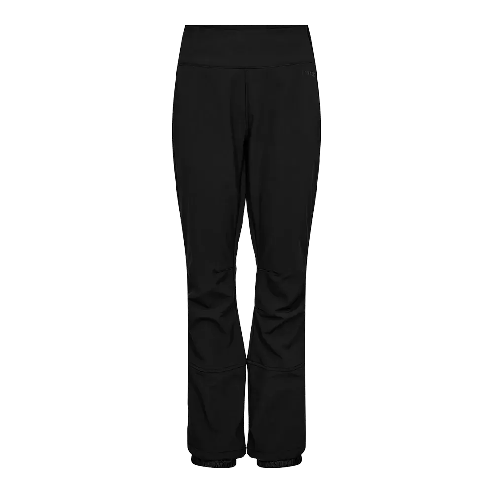 Et par sorte, funktionelle bukser med højt taljebånd og et enkelt, minimalistisk design. Bukserne har lige, let figursyede ben med sømdetaljer ved knæene og elastiske manchetter nederst. Diskrete lommer og en strømlinet silhuet giver et praktisk udtryk, velegnet til hverdag eller udendørsaktiviteter. Stoffet fremstår glat og slidstærkt uden synlige mønstre eller logoer.