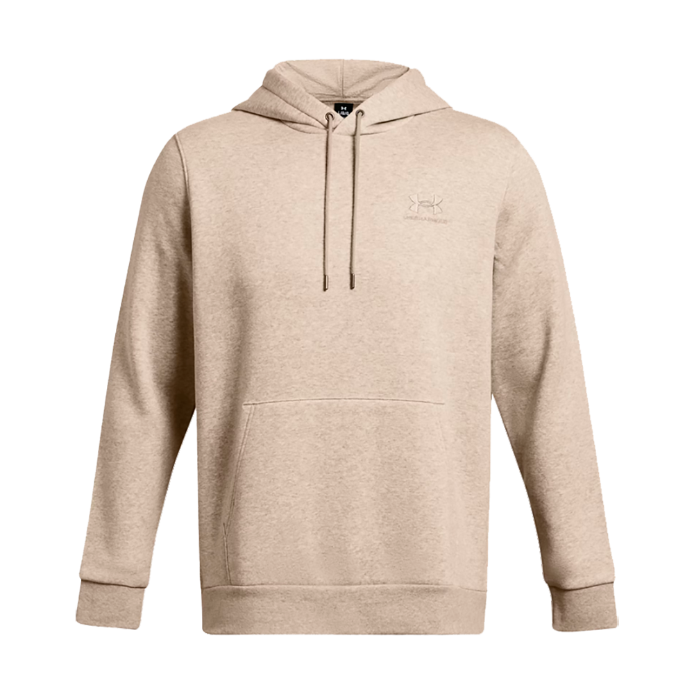 En lys sandfarvet hættetrøje i enkel og tidløs stil. Den har en rummelig hætte med snøre, lange ærmer, ribkanter ved ærmegab og kant samt en klassisk kængurulomme foran. Stoffet virker blødt og varmende, ideelt til afslappede hverdagslook eller træning. Et diskret logo på brystet fuldender det minimalistiske udtryk, og pasformen fremstår komfortabel og let oversize.