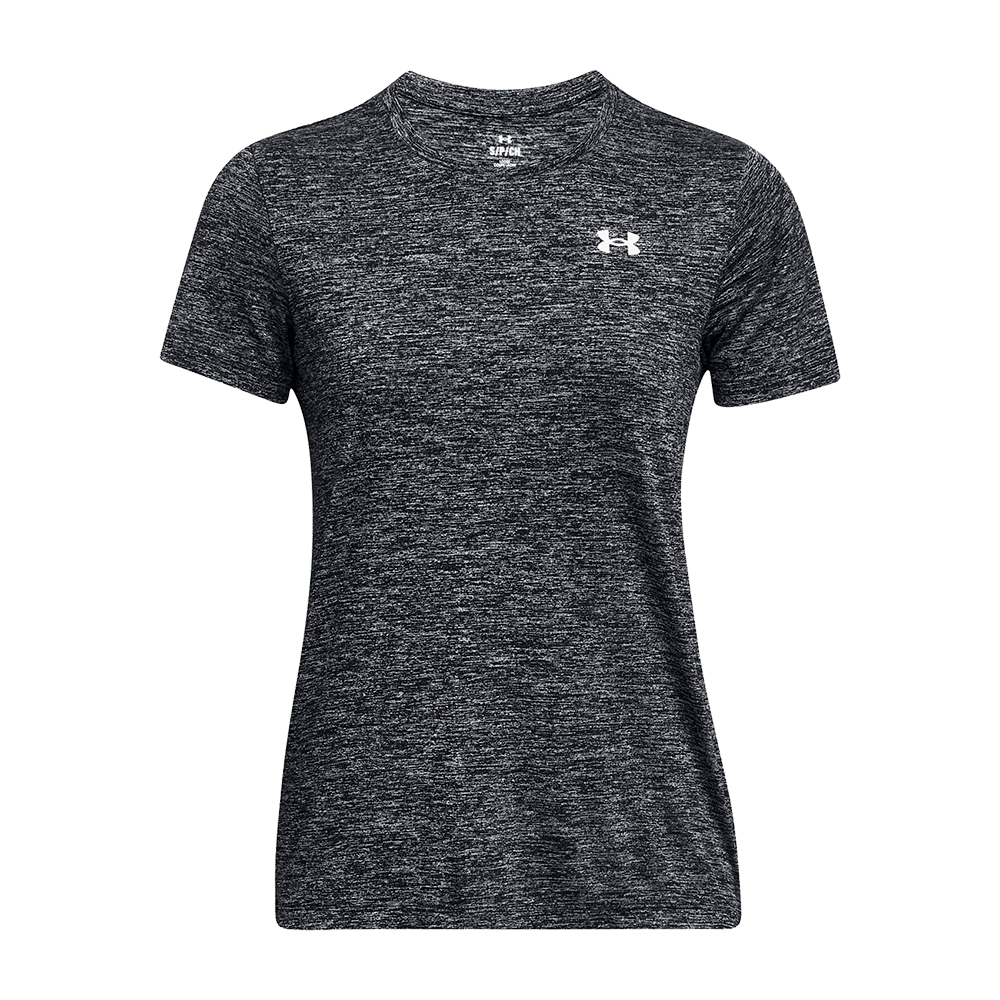 Kortærmet, mørkegrå melange trænings-T-shirt fra Under Armour med tætsiddende, atletisk pasform og rund hals. Stoffet fremstår let og åndbart med en subtil melange-struktur og et lille hvidt logo på brystet. Enkel, funktionel og alsidig — velegnet til træning eller hverdagsbrug. Designet prioriterer bevægelsesfrihed og en minimalistisk stil, som let kan kombineres med sportstights eller jeans.