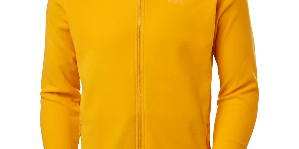 En klar gul fleecejakke med fuld lynlås og høj krave, designet til både hverdag og friluftsliv. Jakken har lange ærmer, en tætsiddende pasform og diskret HH-logo på brystet. To sidelommer med lynlås giver praktisk opbevaring, mens det bløde fleece-materiale holder på varmen og føles behageligt mod huden. Enkel, funktionel og let at kombinere med andre lag.