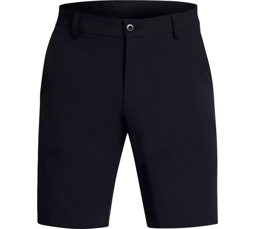 Sorte, knælange shorts i et enkelt og skræddersyet design. Modellen har bæltestropper, skjult lynlås og en diskret knap i taljen, samt en lige, ren linje langs benene. Stoffet virker glat og lidt stretchet, hvilket antyder komfort og bevægelighed. Shortsene er alsidige og kan dresses op med skjorte eller ned med T-shirt til både hverdag og mere formelle sommerdage.