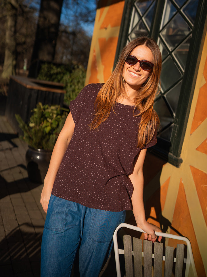 Fabrin Copenhagen Bamboo Dot Loose Fit Tee 26, W - Damen T-Shirt