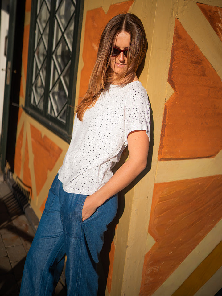 Fabrin Bamboo Dot Loose Fit Tee 26, W - Dame T-Shirt