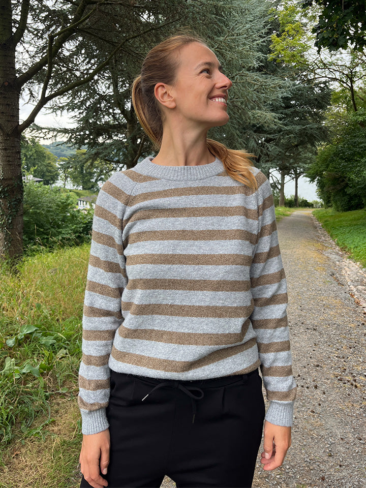 Fabrin Copenhagen Pullover Rib Neck Stripe 25, W - Dame Striktrøje