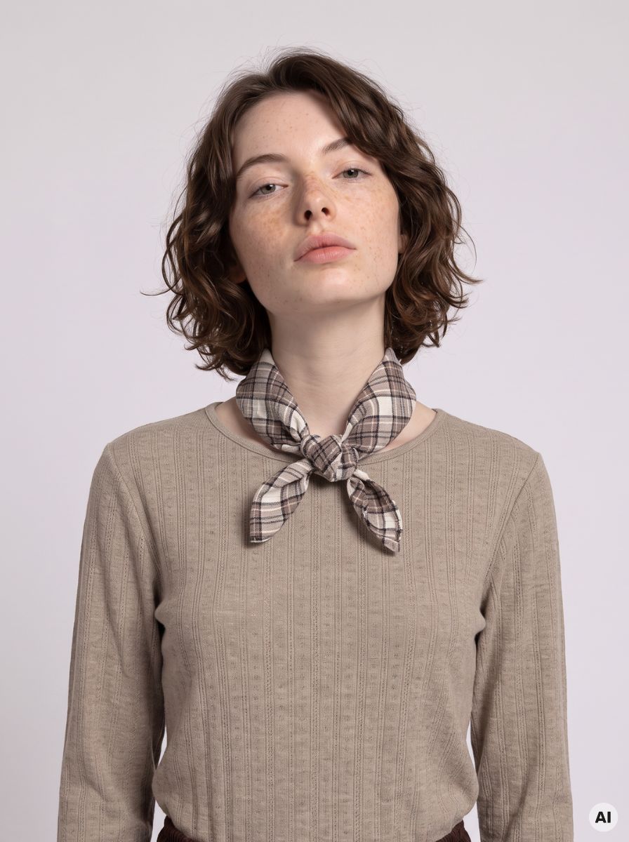 Fabrin Checked Crepe Scarf 26, W. - Damen Halstuch