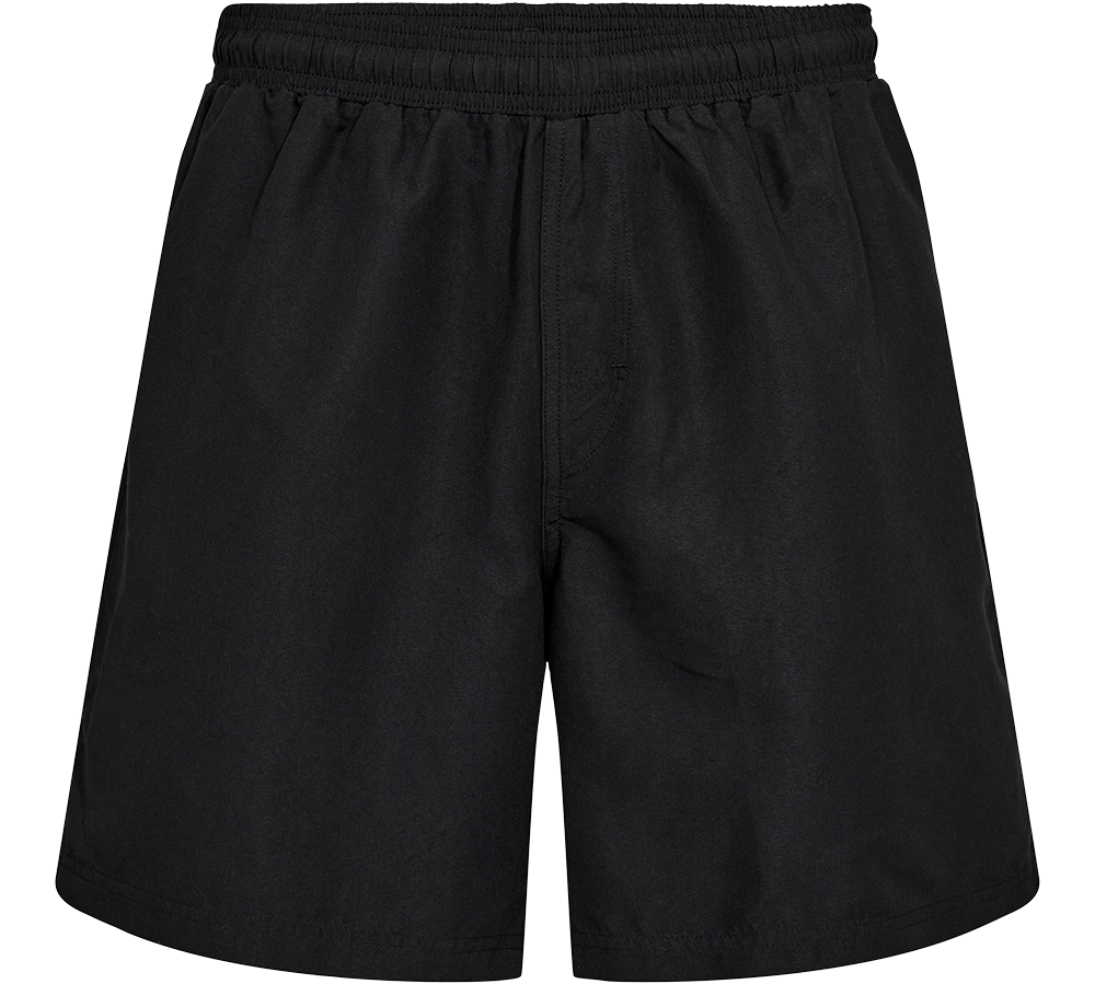 Et par enkle, sorte shorts med elastisk talje og afslappet pasform. Stoffet fremstår matte og holdbart, med en lige benåbning og diskret syning langs midten. Designet er minimalistisk uden logo eller mønster, hvilket gør dem alsidige til både træning og hverdag. Shortsene virker komfortable, er lette at vedligeholde og har en klassisk, tidløs stil.
