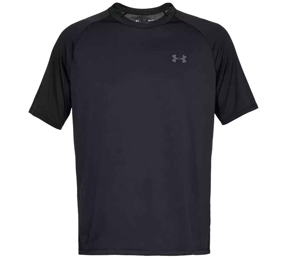 Sort Under Armour T-shirt i enkelt, funktionelt design. Kortærmet, rund hals og let figursyet pasform i åndbart, svedtransporterende funktionsmateriale. Diskret logo på brystet og glatte syninger giver et minimalistisk, sporty udtryk. Velegnet til træning, løb eller hverdagsbrug, hvor komfort og bevægelsesfrihed prioriteres. Robust og let at kombinere med træningsbukser eller jeans.