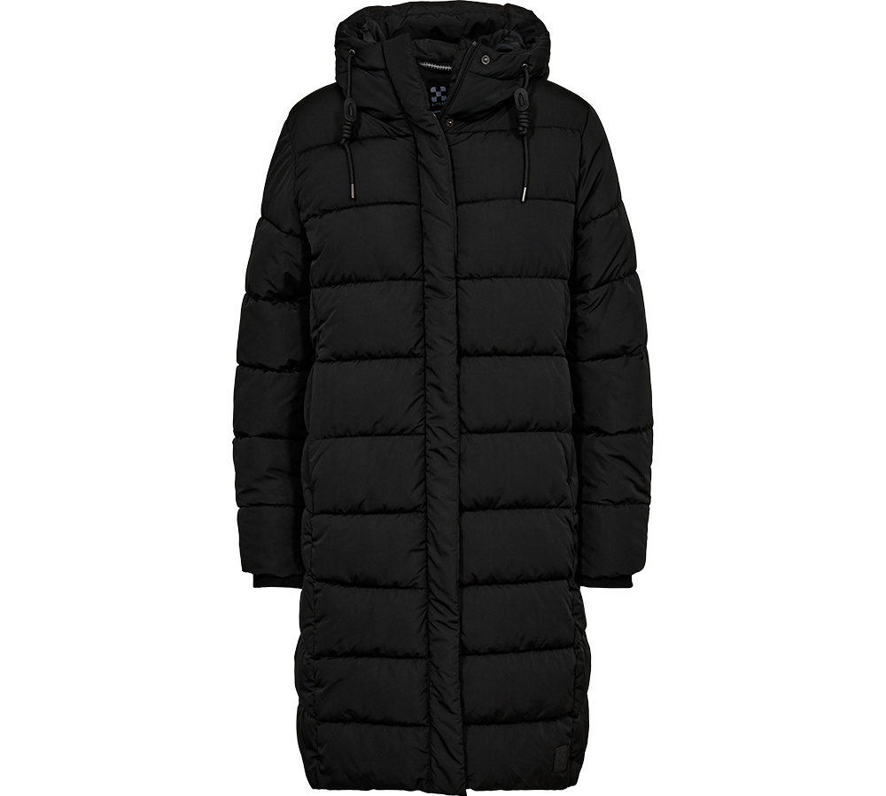 X-Trail Stockholm Coat, W er en elegant og funktionel dame vinterjakke, perfekt til kolde dage. Denne knælange jakke er designet med varmeisolerende for og fremstår vind- og vandafvisende takket være Bionic ECO® overfladebehandling. Det justerbare hætte og bløde ribmanchetter tilføjer komfort, mens den gennemgående 2-vejs lynlås sikrer praktisk anvendelighed. Jakken har også to sidelommer med lynlås, ideelle til sikker opbevaring. En ideel frakke for hverdagsbrug og udendørs eventyr.